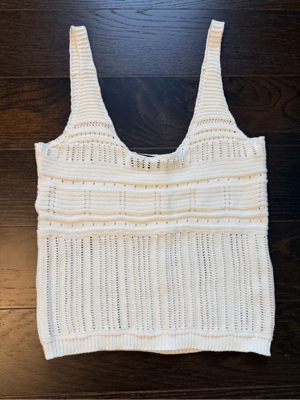 French Connection White Open-Knit Tank Top